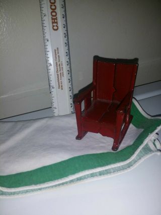 Antique Cast Iron Rocking Chair Kilgore Arcade Era Dollhouse Miniature Red