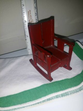 Antique Cast Iron Rocking Chair Kilgore Arcade Era Dollhouse Miniature RED 2