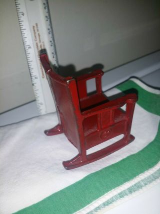 Antique Cast Iron Rocking Chair Kilgore Arcade Era Dollhouse Miniature RED 3
