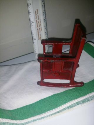 Antique Cast Iron Rocking Chair Kilgore Arcade Era Dollhouse Miniature RED 5