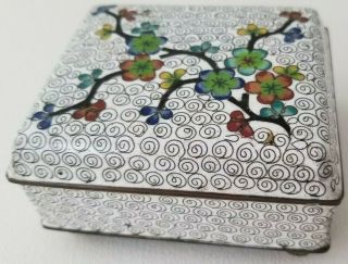 Vintage Cloisonne Trinket Box Hinged China 3.  75x3.  25 Lovely Colorful Flowers