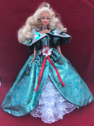 1995 Happy Holidays Christmas Barbie Doll.  No Box Gently Played With