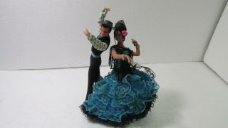 Vintage Marin Chiclana Espana Flamenco Dancers Blue Dress 7.  5 " Dolls Ds1555