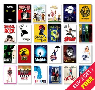 Best Musical Theatre Posters,  A3 A4 Size Glossy Art Print,  Hanging Wall Decor