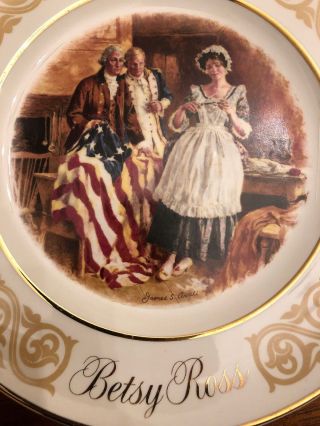 Avon Betsy Ross Plate 1973 Patriot Flag maker With Founding Members Of Congress 3