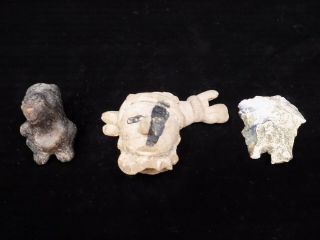 Pre - Columbian Clay Figures Set Of 3