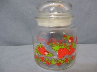 Vintage Anchor Hocking American Greetings Glass Jar Canister Strawberry 5 1/2 " T
