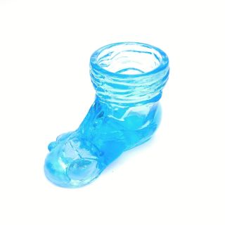 Antique Novelty Blue Glass Shoe With Toes Toothpick Holder
