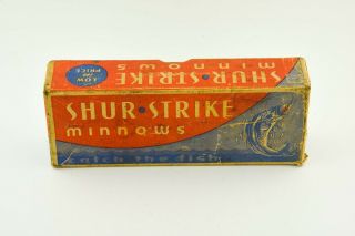 Vintage Empty Shur Strike Antique Fishing Lure Box Unmarked Et28