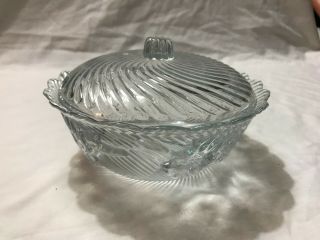 Vintage Kig Indonesia Glass Bowl With Lid,  Trinket,  Candy,  Clear Glass