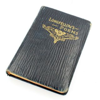 ANTIQUE LONGFELLOW ' S POEMS LEATHER BOUND BOOK CIRCA 1911 6295 - 2 2