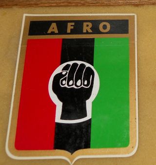 Vintage Africa Flag Fist " Afro " Decal/sticker 4 3/4 " By 5 " Red/green/black