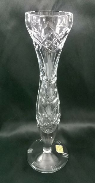 Vintage Clear Lead Crystal Cut Glass Bud Vase 8 1/2 "