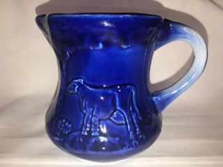 Antique Flow Blue Salt Glazed Ironstone Milk Creamer Pitcher Cows 5 "