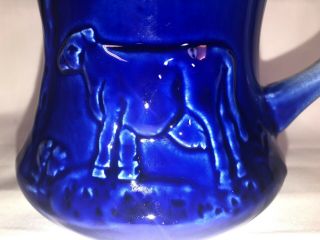 Antique Flow Blue Salt Glazed Ironstone Milk Creamer Pitcher Cows 5 