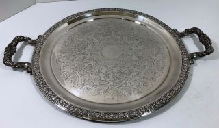 Vintage Antique 1883 F.  B.  Rogers Silver Co.  Silver Plated Tray With Handles 16.  5 "