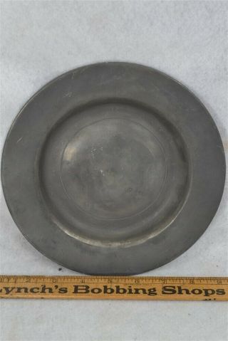 Pewter Charger Plate Hall Marked London 8 In.  Vintage Antique Good