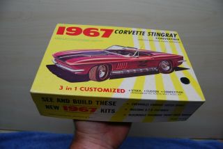 Vintage 1967 Corvette Stingray Convertible Plastic Model Car Kit Palmer Inc