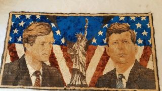 Vintage John F & Robert Kennedy Liberty Wall Hanging Tapestry Rug - Jfk