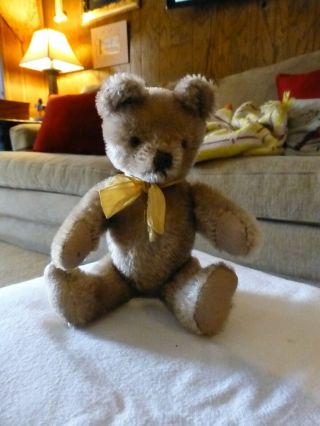 Vintage 1950s Small,  7 " Steiff Teddy Bear - Jointed,  Bow Around Neck