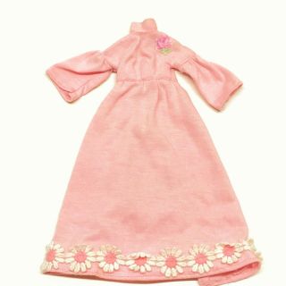 Vintage Barbie Mattel Doll Clothes,  Long Pink Floral Nightgown