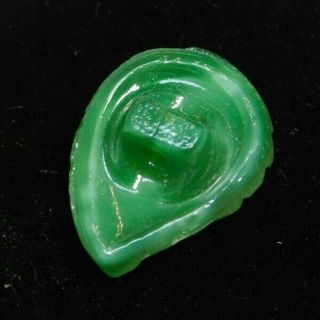 Antique Vtg BUTTON Green & Gold Realistic MOONGLOW Glass Leaf 9/16 M 3