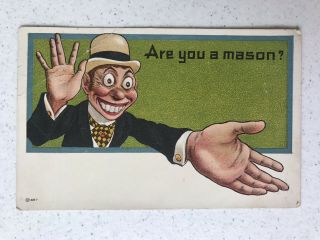 Pc Freemasonry,  Humor,  Are You A Mason? Vintage Antique Postcard