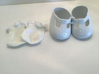 Vintage My Child White T Strap Mary Jane Doll Shoes And Lace Socks