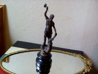 Antique Spelter Figure Of A Blacksmith At His Anvil - 33cm High.