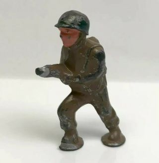 Antique Vintage Barclay Manoil - Lead Army Toy Soldier Pod Foot,  Flamethrower