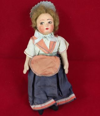 Vintage Lenci - Type Italian Felt Doll,  8 Inch,  Circa 1950s