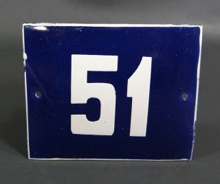 Door House Street Porcelain Enamel Tin Sign Plate Plaque Number 51 Industrial