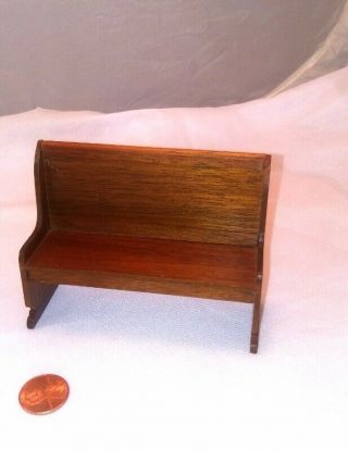 Vintage Dollhouse Miniature Artisan Signed Deacons Bench By Gene Trent,  1987