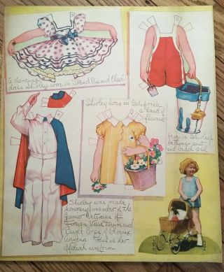 Vintage Uncut 1930’s Shirley Temple Movie Dress Paper Doll Undated Dolls Book