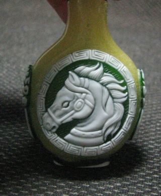 Tradition Chinese Glass Carve Horse Head Design Snuff Bottle///////. 5