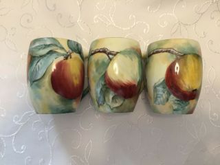 3 Antique T & V Limoges Hand Painted Apples / Peaches Cider Mugs Signed A Ross