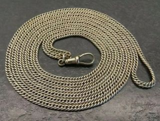 Antique Heavy Tight Linked White Metal Muff / Guard Chain 58 " In Length,  46g.
