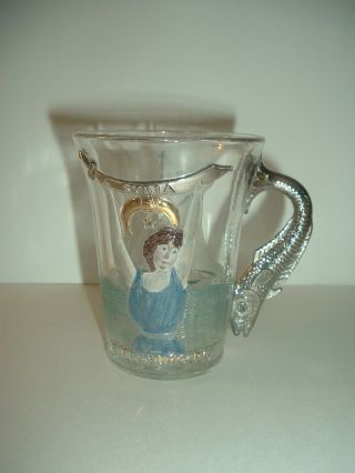 Masons Syria Pittsburgh Atlantic City 1904 Glass Souvenir Cup Fish Handle