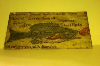 Wooden Fishing Postcard,  Edw.  K.  Tryon Company,  Imperial Steel Rods Etc.  1900