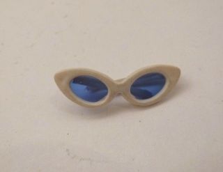 Vintage Barbie White Cat Eye Sunglasses With Blue Lenses