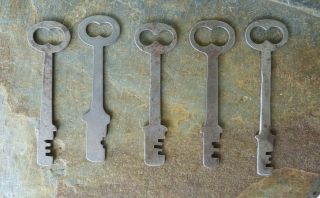 Five Flat Antique Mortise Lock Skeleton Keys Antique Door Keys