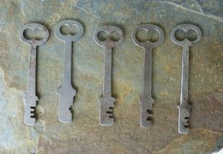 Five Flat Antique Mortise Lock Skeleton Keys Antique Door Keys 2