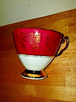 VINTAGE ADDERLEY TEA CUP/SAUCER SCARLET RED/GOLD FLORAL BONE CHINA ENGLAND 4