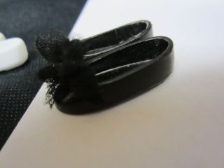 Vintage Skipper Doll Shoes - Black with Bows and White Flats 3