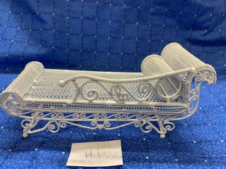 White Wicker Style Doll House Furniture Metal Vintage Chaise Lounge