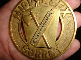 old antique gold sports Cricket bat award medal MIDDLESEX SURREY AX hatchet logo 8