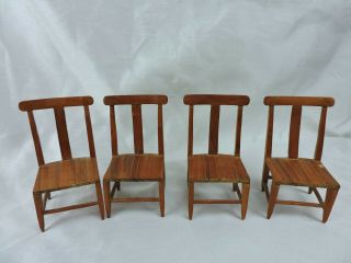 Vintage Wooden Doll House Dining Set Table 4 Chairs Furniture Cherry Wood Large 5
