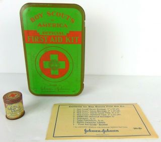 Vtg 1940s Boy Scouts Of America First Aid Kit With Some Contents Vintage
