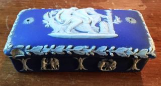 Antique (c.  1881) Blue Wedgwood Jasperware Trinket Box