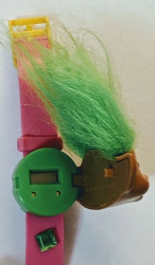 Vintage 1992 Ace Treasure Troll Watch Green And Yellow LCD Troll Doll Kids Watch 3